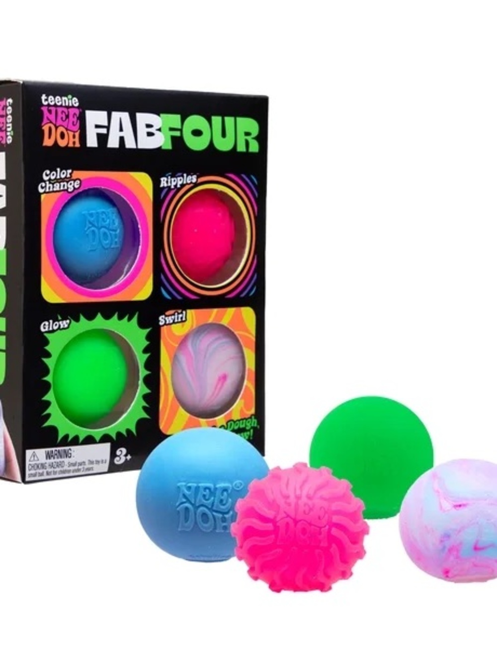 Teenie Nee Doh Fab Four Kids Toy Set - Blue, Pink, Green, Marble